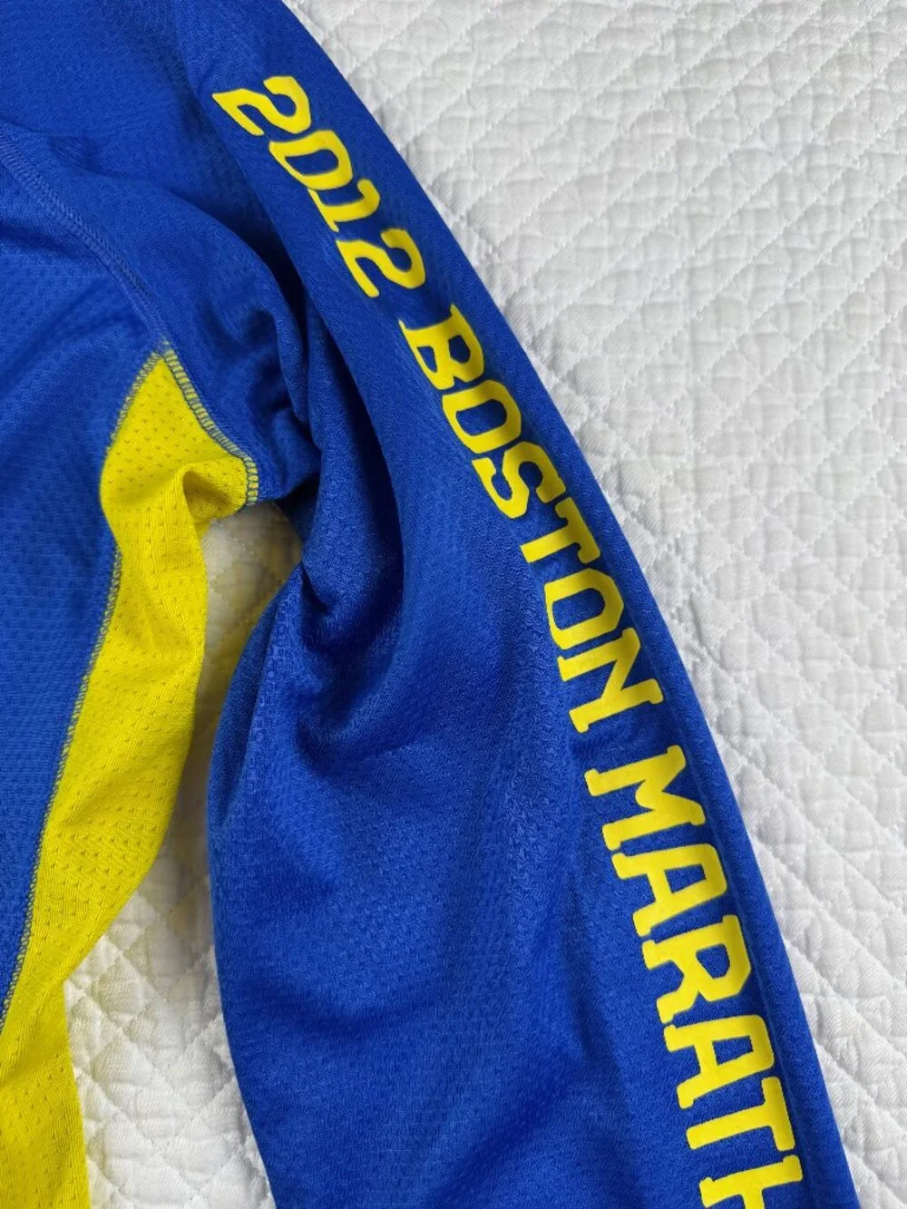 Adidas Response 2012 Boston Marathon Long Sleeve Shirt Blue Yellow Men's Size M